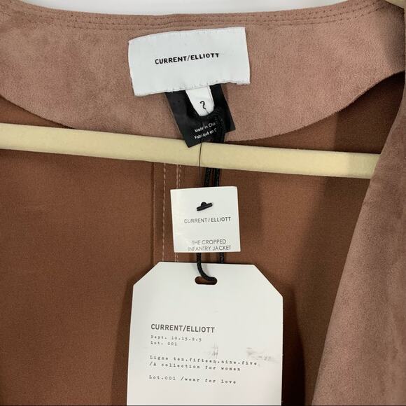 Current/Elliott The Crop Infantry Jacket Pink Faux Suede Size 2 NWT - Picture 7 of 8